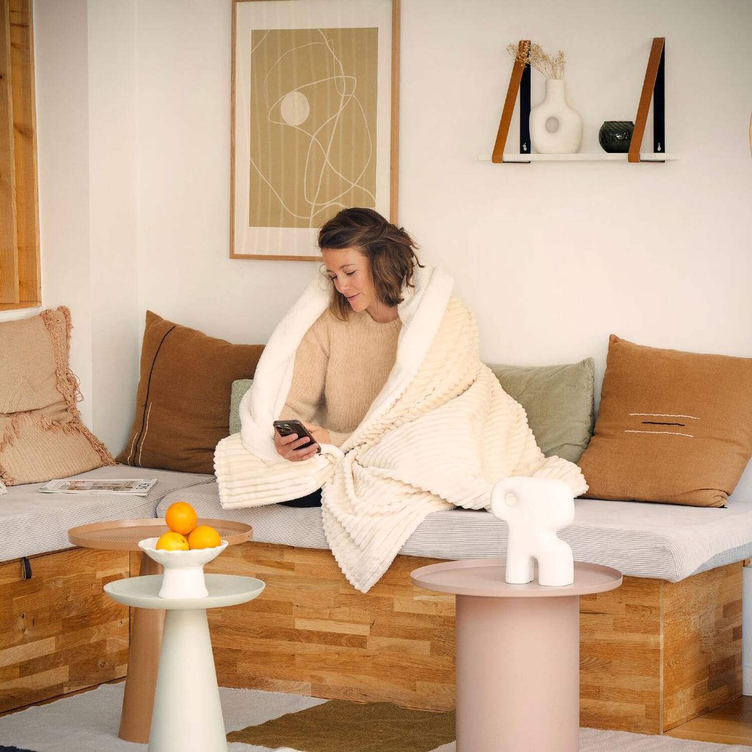 Couverture chauffante Koomy crème